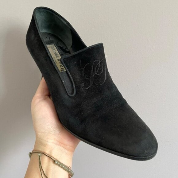 Vintage Sonia Rykiel Black Suede Loafer Heels - 5.5, Made in Italy 🇮🇹 - Picture 7 of 10
